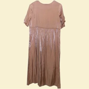 Pink, shiny/sparkly, short sleeve, midi